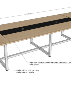 Bàn họp giáo viên kích thước 3600x1200x750mm