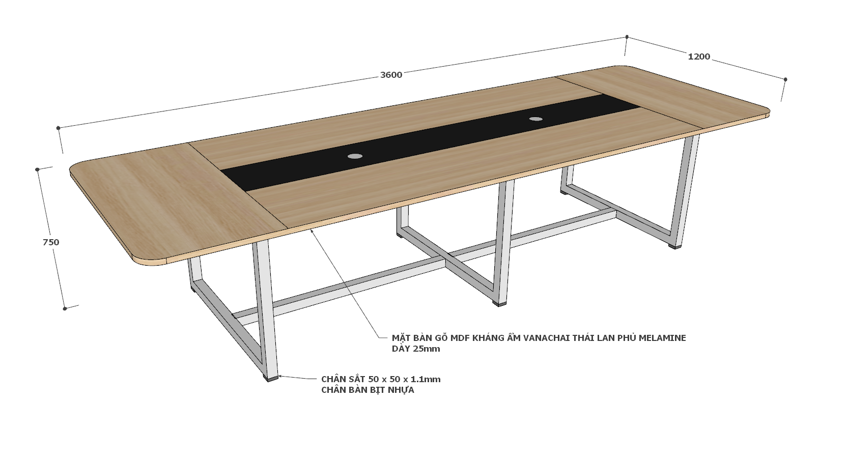 Bàn họp giáo viên kích thước 3600x1200x750mm Bàn họp giáo viên kích thước 3600x1200x750mm