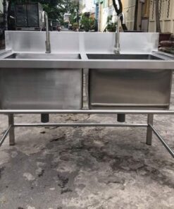 Chậu rửa inox công nghiệp 2 hố chậu