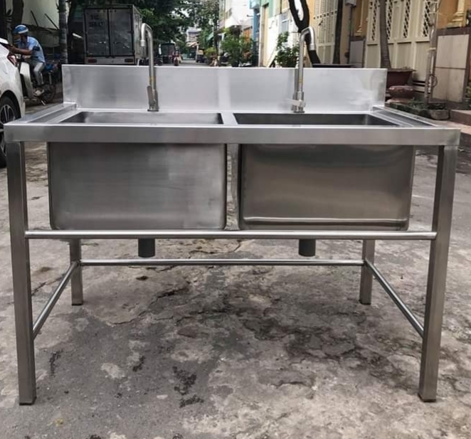 Chậu rửa inox công nghiệp 2 hố chậu Chậu rửa inox công nghiệp 2 hố chậu